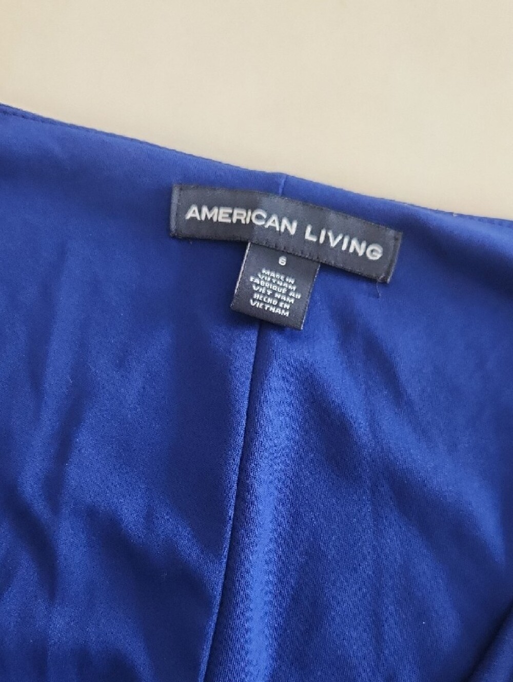 American Living Cobalt Blue Draped V-Neck Faux Wrap Midi Dress - Picture 2 of 4
